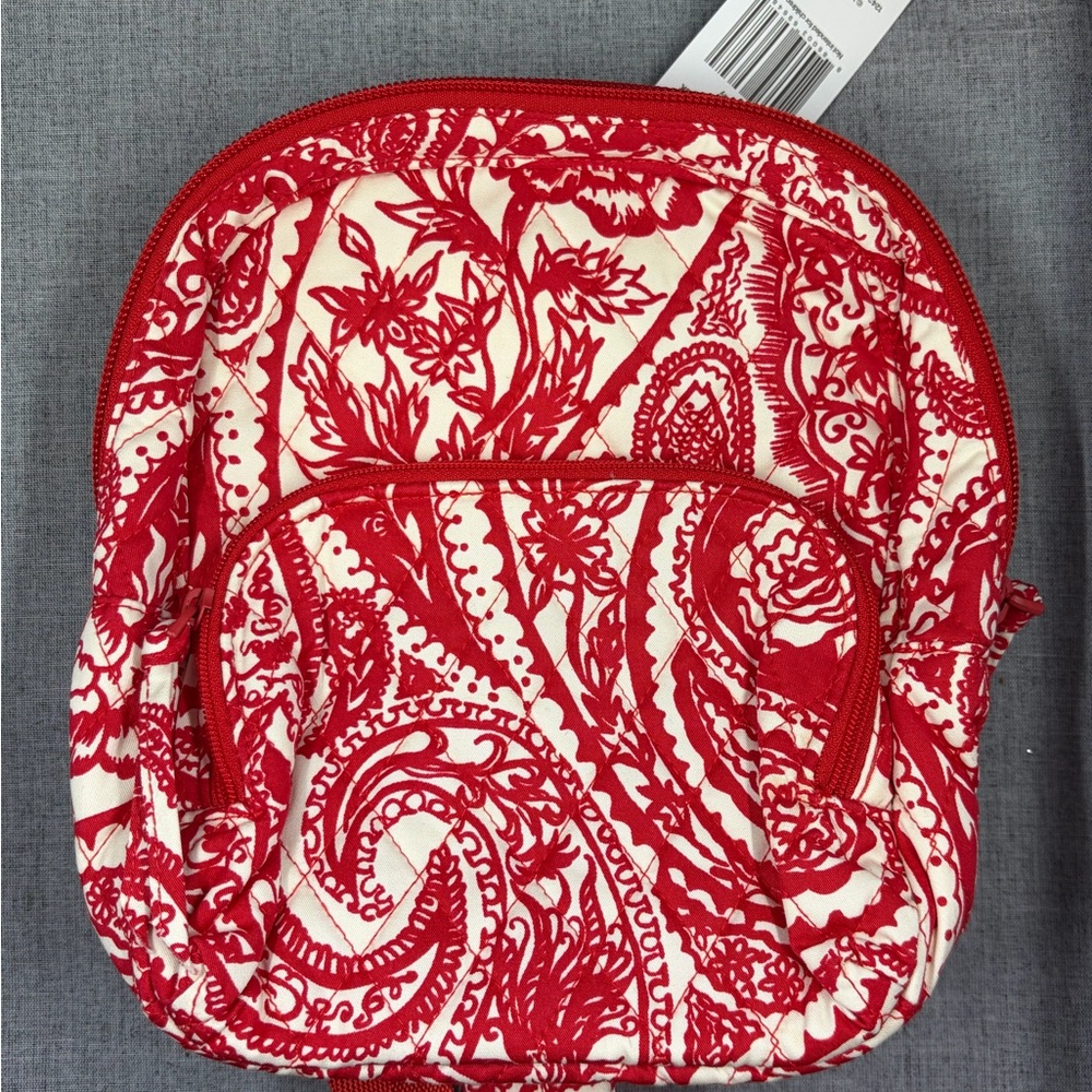 Red and White Patterned Women's Backpack